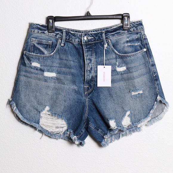 good american high waisted shorts